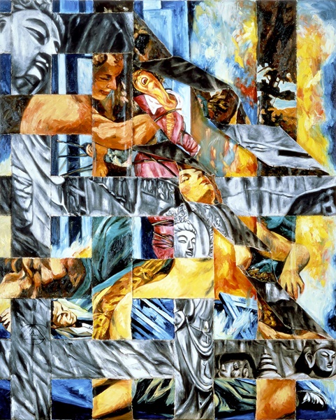 Tadanori Yokoo Tadanori Yokoo. Coming Down from Twilight Time, 1988. Oil on canvas. 77 x 62 inches | 195.5 x 157.5 cm