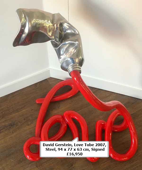 click to enlarge- double click to reduce David Gerstein, Love Tube
2007, Steel, 94 x 77 x 63 cm, Signed
£16,950