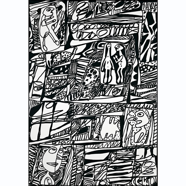 click to enlarge- double click to reduce Jean Dubuffet
Site de Mémoire II (1979)
Screen print on canvas
84 x 58 inches
Edition of 10