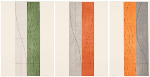 Double Column A, B, & C (2006)
Set of three soft-ground and aquatint etchings
30 1/4 x 21 1/2 inches, each
Edition of 40